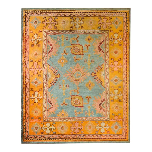 Early 20th Century Turkish Oushak Rug For Sale