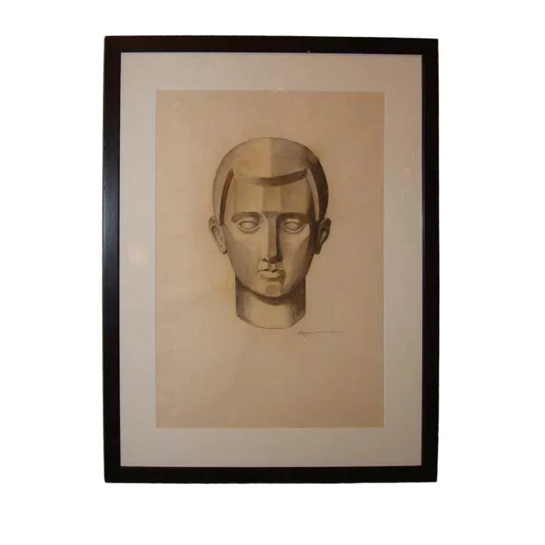 A Cubist Charcoal Drawing on Paper by Emery (Signed) | Chairish