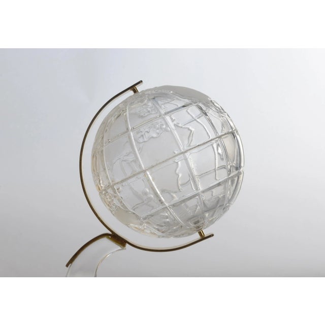1970s Small Vintage German Lead Crystal Glass Globe With Brass Accents For Sale - Image 5 of 11