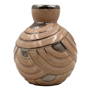Art Deco Pink & Silver Ceramic Vase, Italy 1930s For Sale