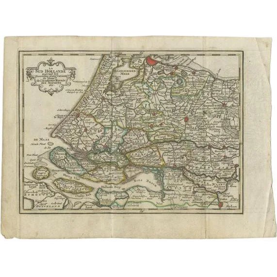 Antique Map of the Province of Zuid-Holland by Keizer & De Lat, 1788 For Sale