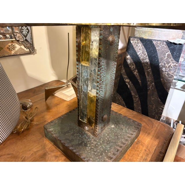 1970s Italian Brutalist Iron and Glass Lamp by Longobard. For Sale - Image 13 of 15