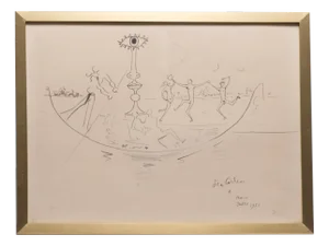Jean Cocteau, Venice, 1975, Glass and Paper, Framed