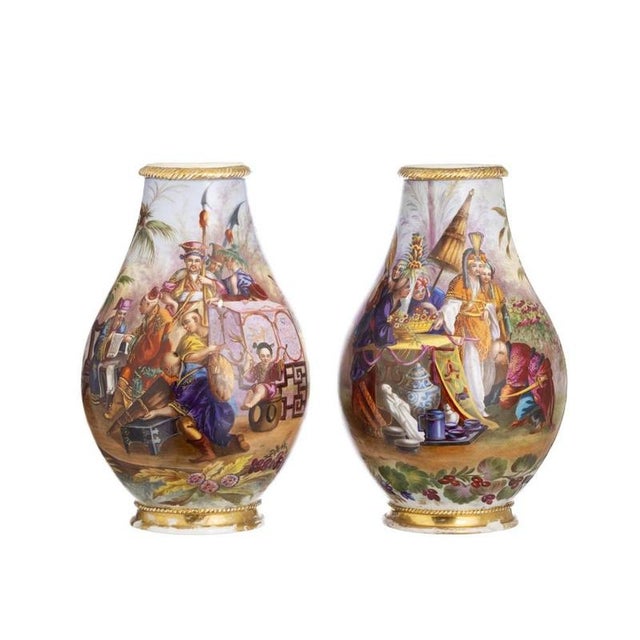 Large 19th Century Porcelain Vases, Set of 2 For Sale - Image 6 of 6