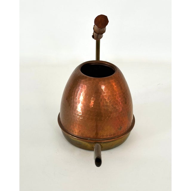 Wood Mid Century Copper and Brass Watering Can With Bamboo Handle For Sale - Image 7 of 16