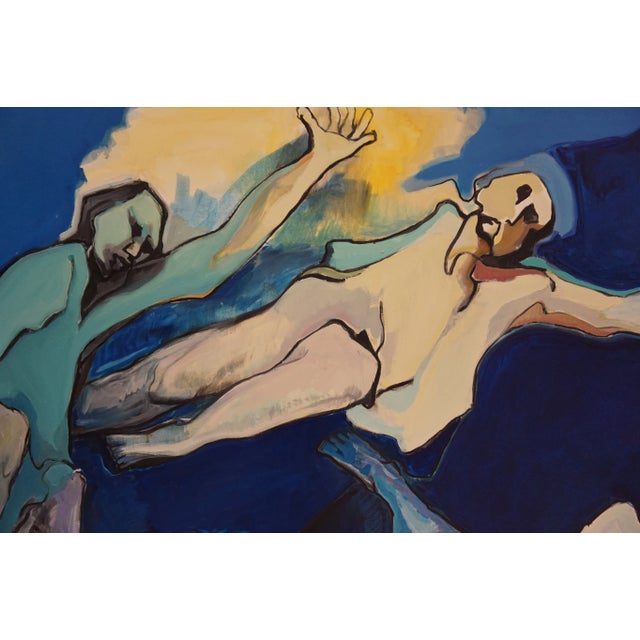 Fay Singer Original Oil Painting of 3 People Floating For Sale - Image 4 of 5