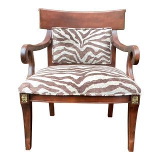 Late 20th Century Century Furniture Company Regency Armchair Newly Recovered in Zebra Upholstery For Sale