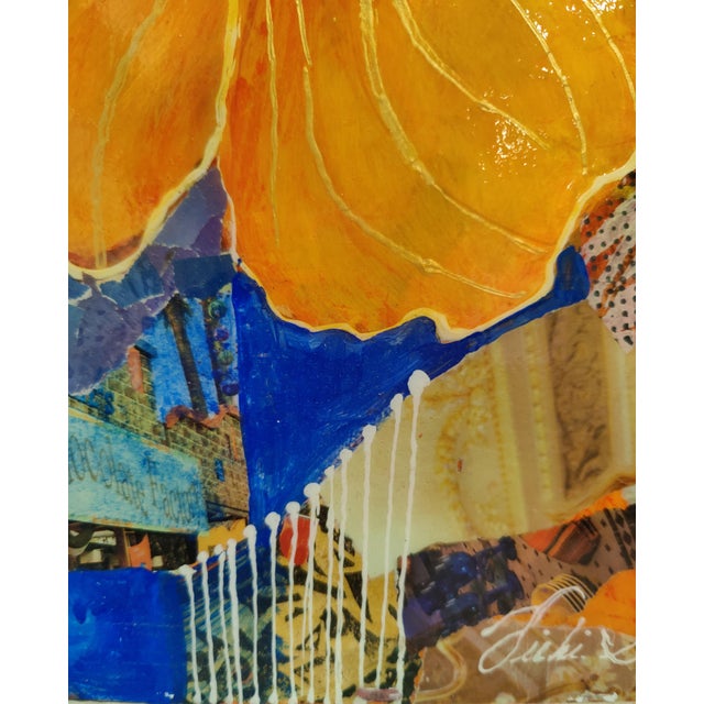 Vintage Vibrant Floral Hibiscus Collage Original Painting Signed by Vicki Silva For Sale - Image 10 of 13