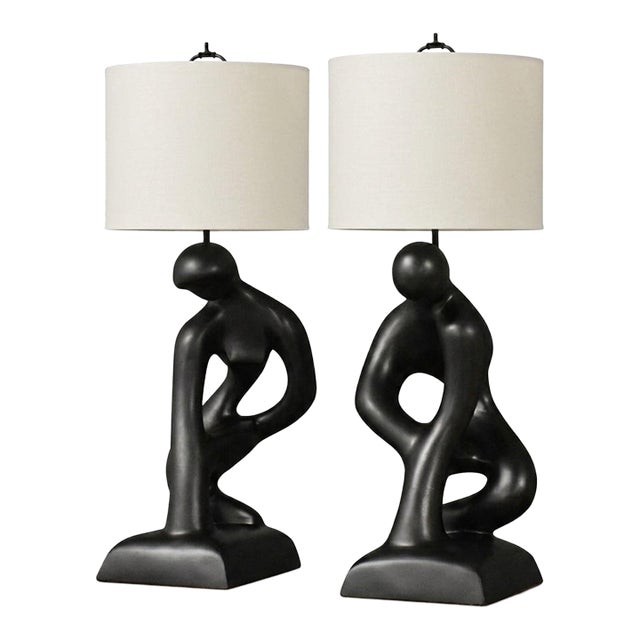 1960s Leo Middleman Sculptureline Table Lamps - A Pair For Sale