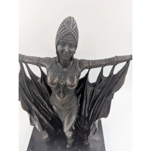 Art Deco Style Bronze Sculpture of Dancer Showgirl After Demetre Chiparus 21" For Sale - Image 12 of 16