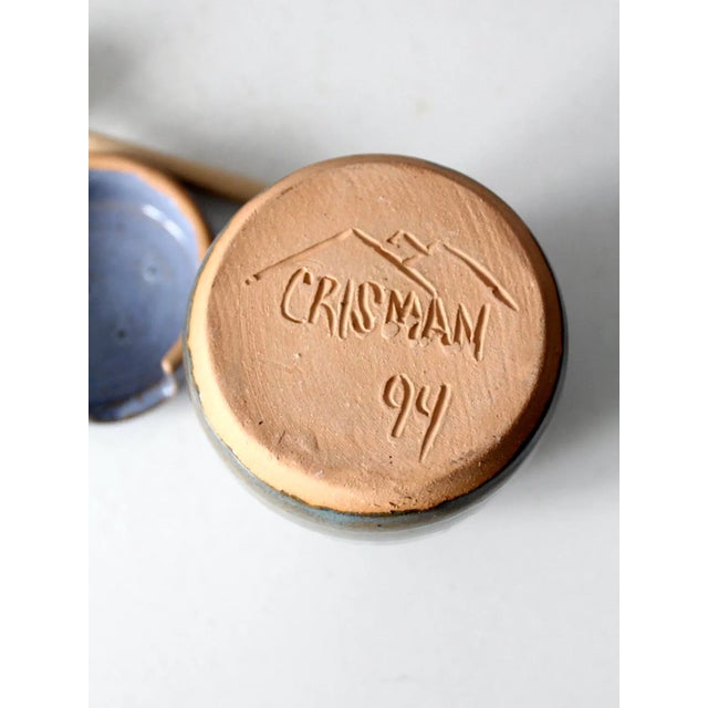 Wood Crisman Studio Pottery Honey Jar Circa 1994 For Sale - Image 7 of 8