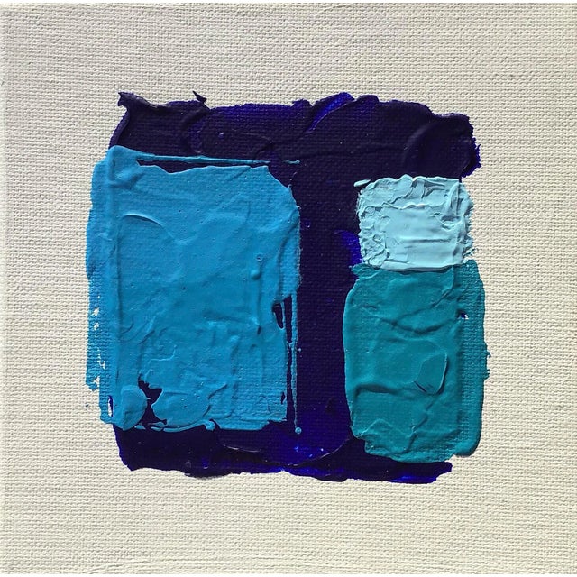 “4 Blues on White” Contemporary Abstract Acrylic Painting on Stretched Canvas by Stephen Stilgenbauer For Sale