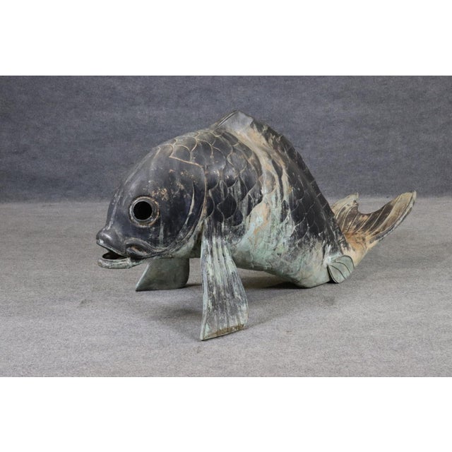 Mid 20th Century Monumental Brass or Bronze Fish or Koi Statue For Sale - Image 5 of 8