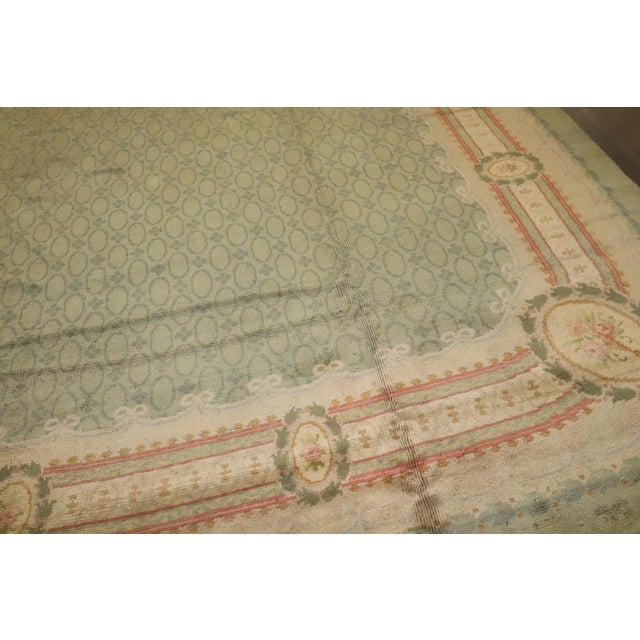 Textile Early 20th Century Zabihi Collection Mint Green Color Irish Donegal Rug - 11'9" x 11'11" For Sale - Image 7 of 12