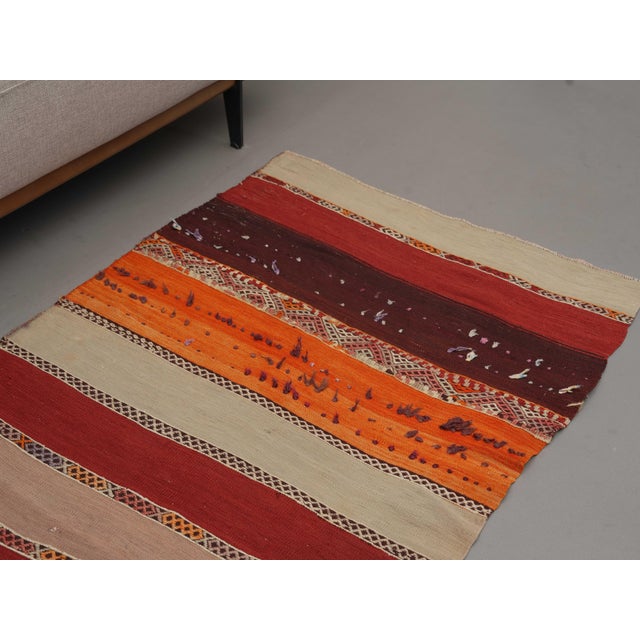 Islamic 1970s Vintage Handmade Wool Cotton Red Runner Rug For Sale - Image 3 of 10