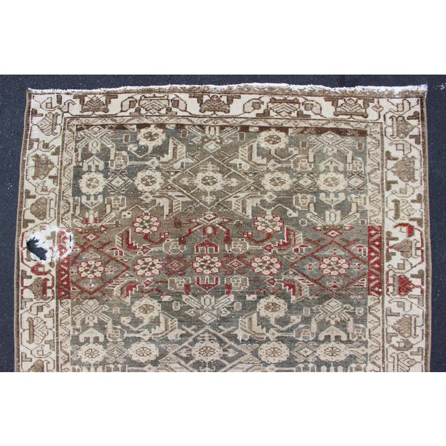Textile Earthy Tone Vintage Persian Hamadan Rug With All-Over Pattern For Sale - Image 7 of 12