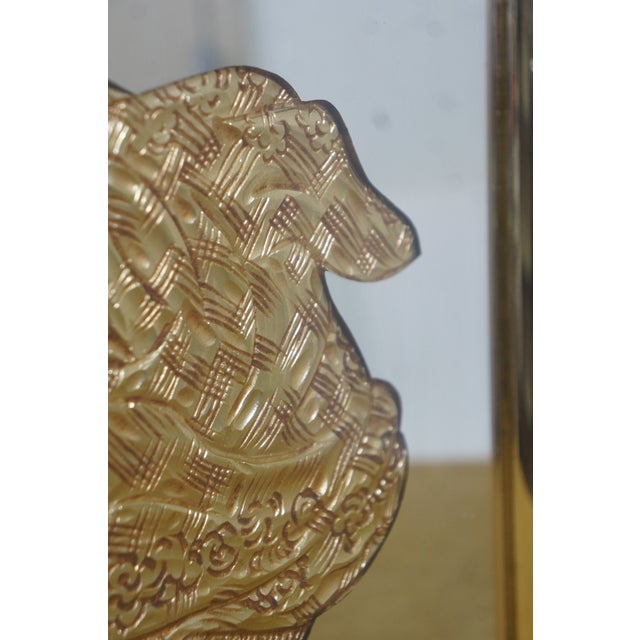Gold Hollywood Regency Chinoiserie Gold Embossed Geisha Wall Vanity Mirror MCM 27" For Sale - Image 8 of 11