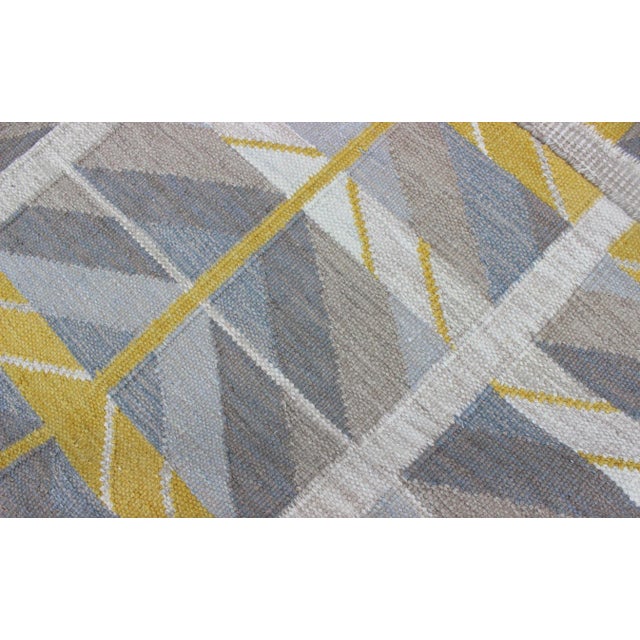 Modern Swedish Rug in Gold, Gray and Black by Keivan Woven Arts 9'4 X 11'5 For Sale In Atlanta - Image 6 of 6