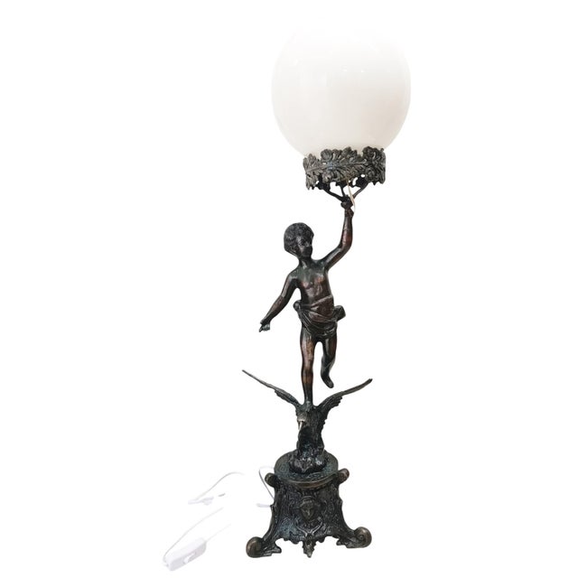 Vintage Torch Lamp in Metal For Sale - Image 4 of 9