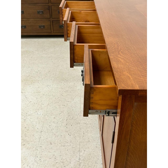 Wood Pre-Order (Micheal's Cherry) Mission 4 Door 4 Drawer Oak Sideboard - Michaels Cherry For Sale - Image 7 of 9