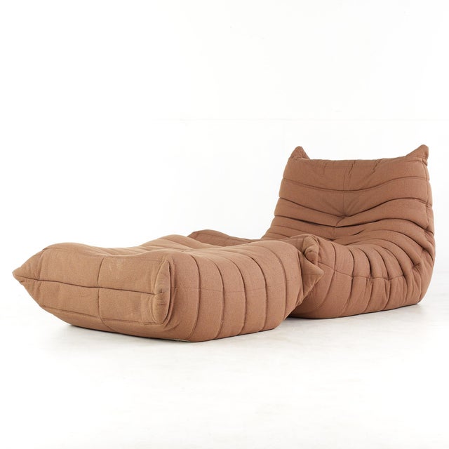 Mid-Century Modern Michel Ducaroy for Ligne Roset Mid Century Togo Lounge Chair With Ottoman For Sale - Image 3 of 12