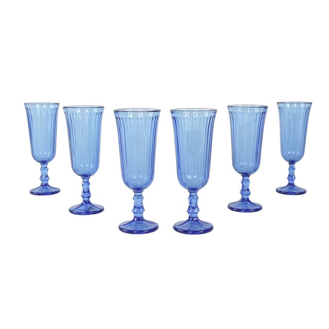 Vintage Italian Cobalt Champagne Glasses, 1970s, Set of 6 For Sale - Image 9 of 9