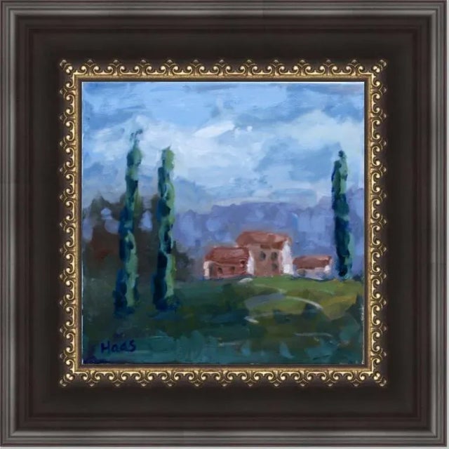 Blue Modern Impressionist, Tuscan Landscape Oil Painting For Sale - Image 8 of 9