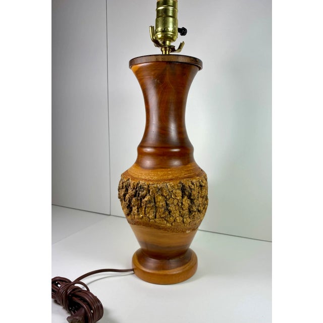 Late 20th Century Live Edge Turned Wood Table Lamp For Sale - Image 12 of 13