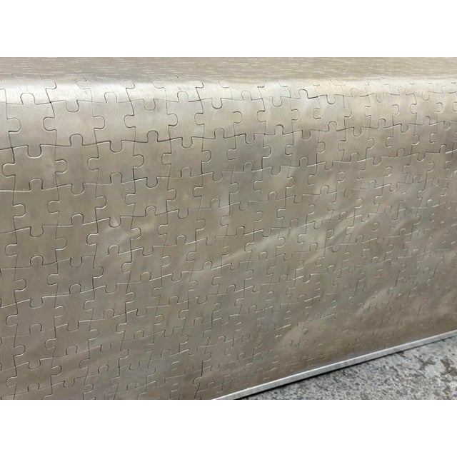 Contemporary Puzzle Pattern Metal Coffee Table For Sale - Image 9 of 12