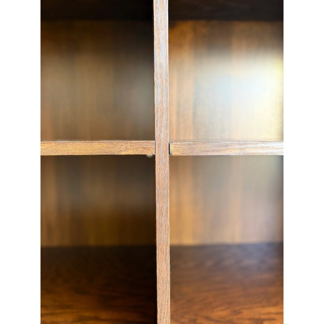 Brown Vintage Oak Bookcase Cylinder Legs For Sale - Image 8 of 16