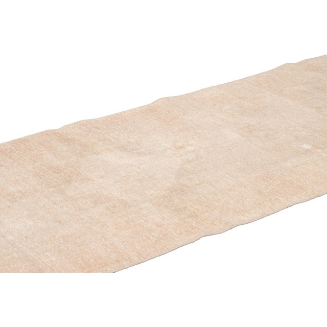 Beige 1960s Vintage Shabby Chic Turkish Handmade Beige Wool Runner For Sale - Image 8 of 9