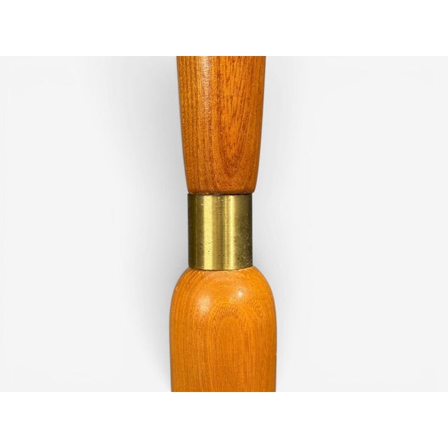 1950s Swedish Modern, Floor Lamp, Stained Wood, Fabric, Sweden For Sale - Image 9 of 13
