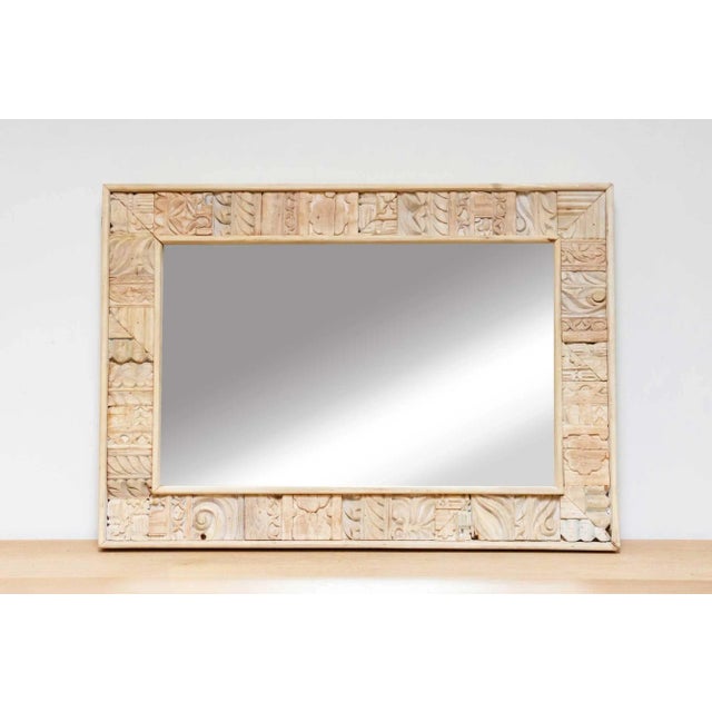 Wood Tribal Motif Carved Mirror For Sale - Image 7 of 9