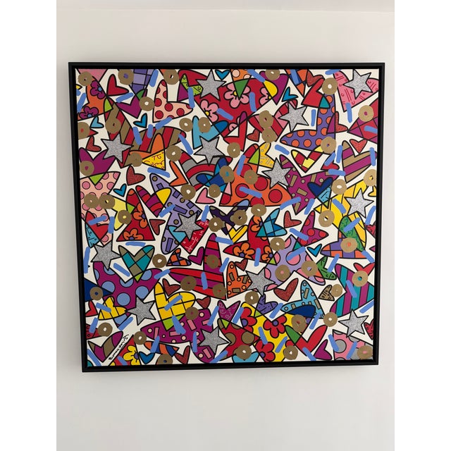 Raspberry Pink Framed, Signed Mixed Media Romero Britto Original For Sale - Image 8 of 8
