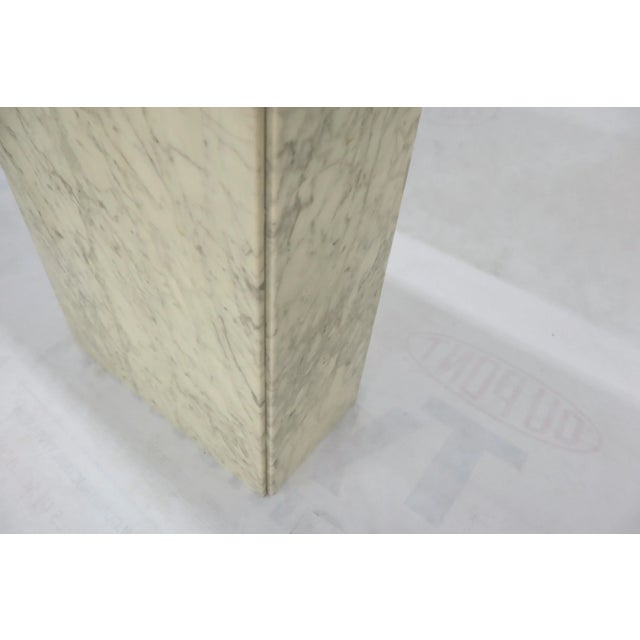 Rectangle White Marble Top Pedestal Base Console Sofa Table For Sale - Image 6 of 11
