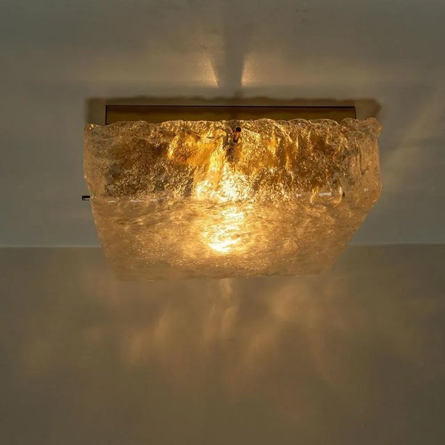 Square Brass & Glass Flush Mount Lights from Limburg Glashütte, 1970s For Sale - Image 11 of 12