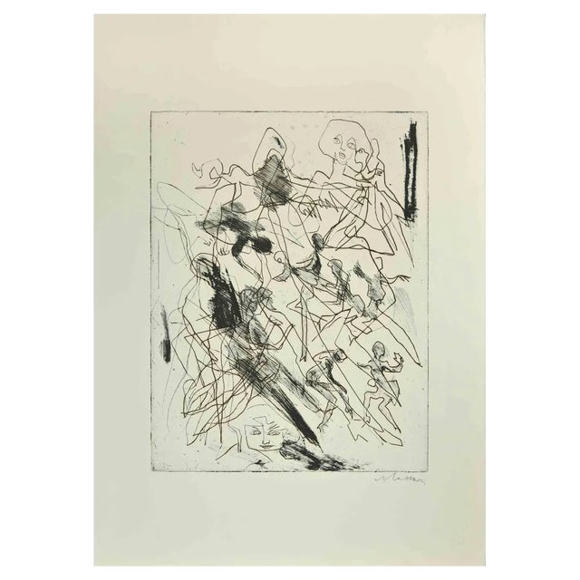 Mino Maccari, Figures, Etching, Mid-20th Century For Sale