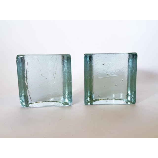 Glass 1960s Blenko Half Moon Solid Glass Clear Bookends Designed by Wayne Husted For Sale - Image 7 of 12