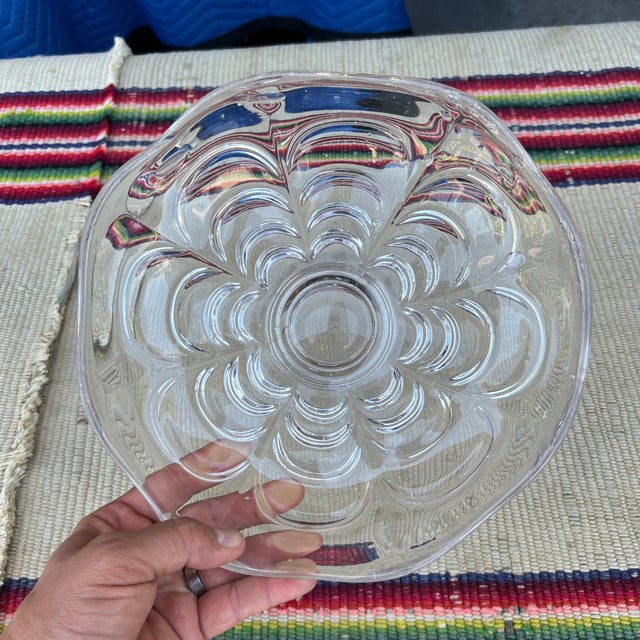 Farmhouse Antique American Pressed Flint Glass Compote, Scallop Pattern, Circa 1850 For Sale - Image 3 of 12