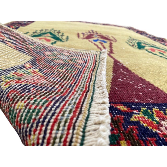 Gold Vintage Gold Turkish Oushak Hand-Knotted Prayer Rug, 03'01 X 04'08 For Sale - Image 8 of 8