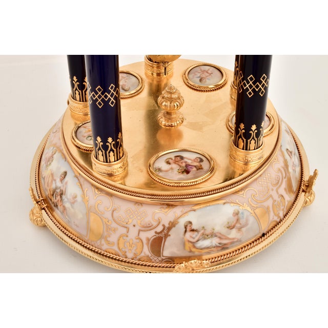 Antique Gustav Becker Royal Vienna Bronze-Mounted Porcelain Mantel Clock, 19th C For Sale - Image 4 of 10