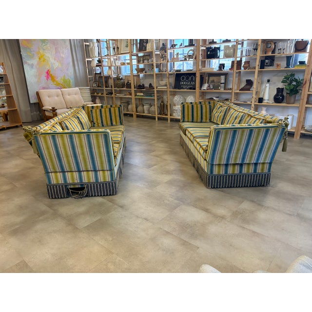 1960s 3 Seater Blue, Chartruese Sofa (2 Available) For Sale - Image 10 of 10