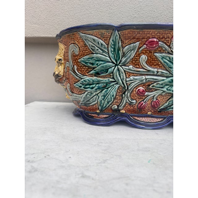 Late 19th Century Large 19th Century Majolica Jardinière Leaves Wasmuel For Sale - Image 5 of 7