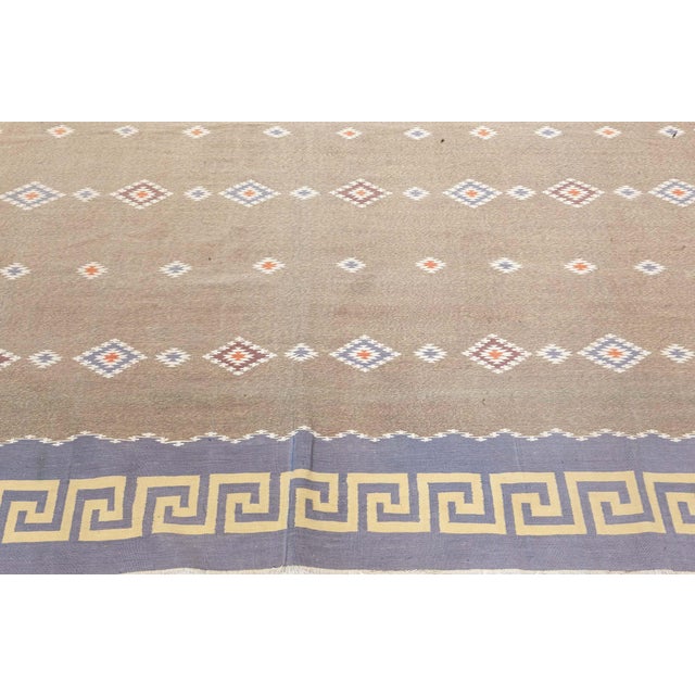Ivory Doris Leslie Blau Vintage Indian Dhurrie Rug For Sale - Image 8 of 9
