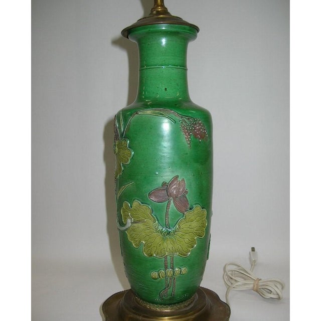 19th Century Chinese Susancai Glazed 'LotusPond' Rouleau Vase Mounted