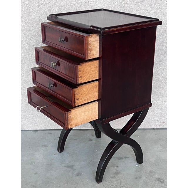 Antique Louis XV French For Drawers Nightstands with lock, Set of 2 For Sale - Image 11 of 18