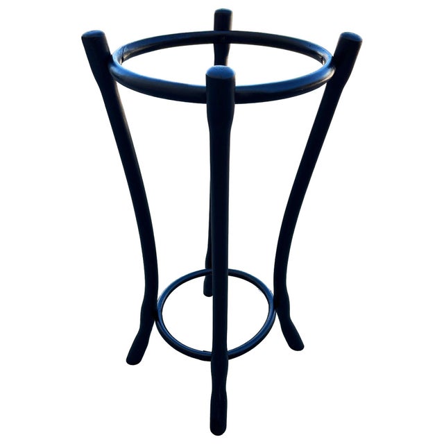 1900s Vienna Secession Black Lacquer Bent Oak Cloud Umbrella Stand by Gebrüder Thonet For Sale - Image 4 of 8