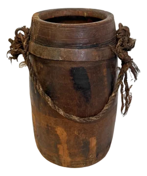 India Vintage Wood Water Pot