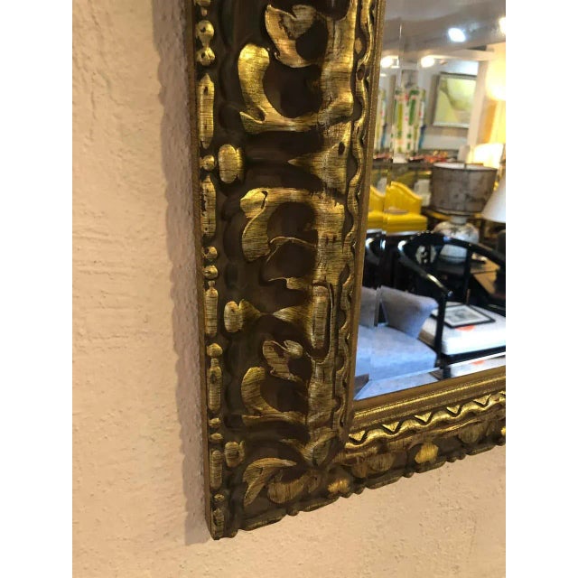 Glass Carved Wooden Gold Leaf Mirror For Sale - Image 7 of 13