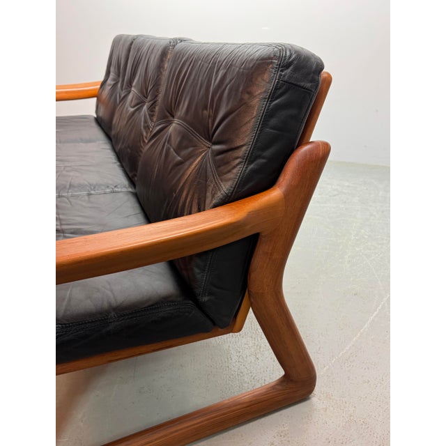Mid-Century Modern Mid-Century Modern Sofa in Teak with Black Leather Cushions by Sven Ellekaer for Komfort, Denmark, 1970s For Sale - Image 3 of 10